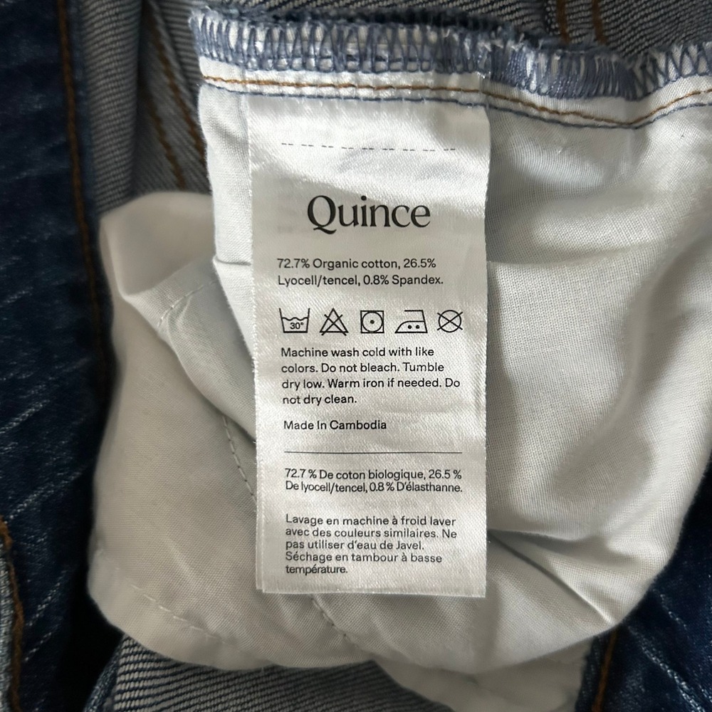 Quince Bella Stretch Barrel Jeans Atlantic Blue High Rise Wide Leg Size 30 - Picture 7 of 8